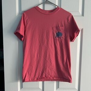 Vineyard Vines Football Coral Pocket Tee